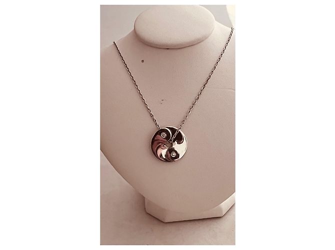 Collana con pendente Dinh Van Pi in oro bianco e diamanti Argento - vista 8