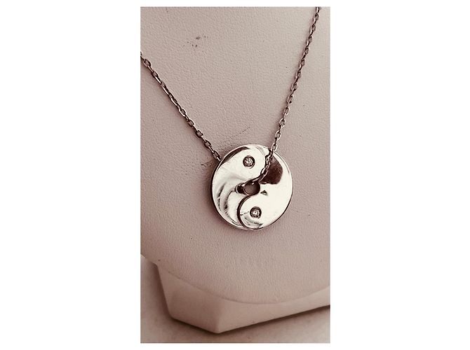 Collana con pendente Dinh Van Pi in oro bianco e diamanti Argento - vista 9
