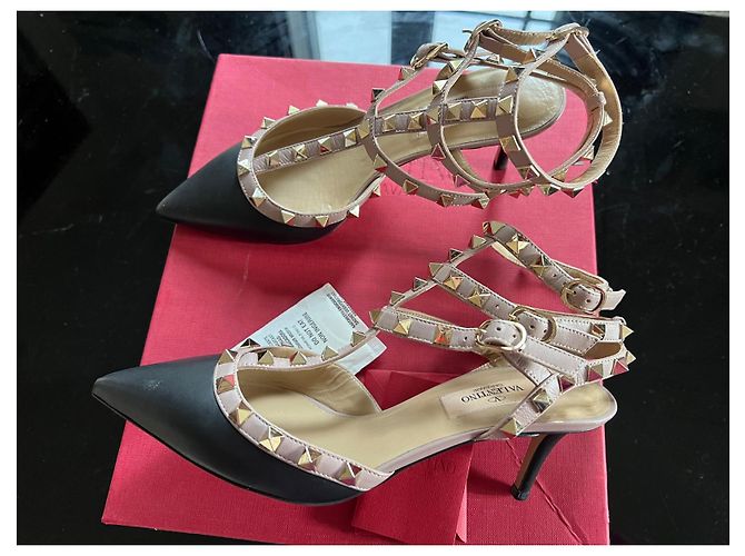 Valentino Garavani Rockstud Bicolor Pumps Schwarz Leder 36 - Ansicht 4