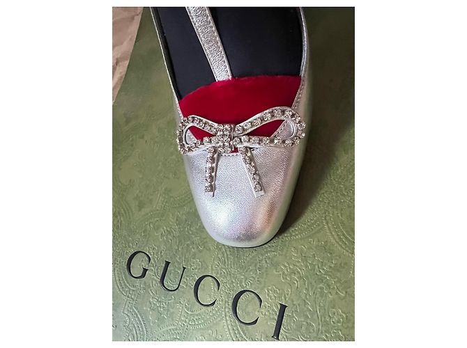 Décolleté Gucci in pelle argentata 36 Argento - vista 12