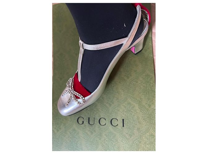 Décolleté Gucci in pelle argentata 36 Argento - vista 13
