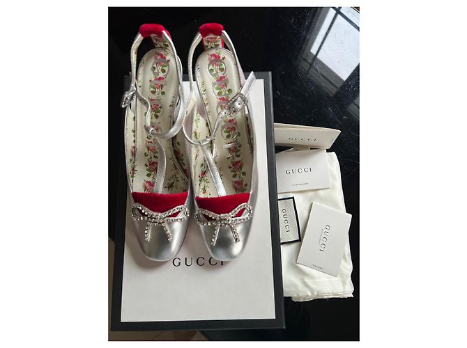 Décolleté Gucci in pelle argentata 36 Argento - vista 2