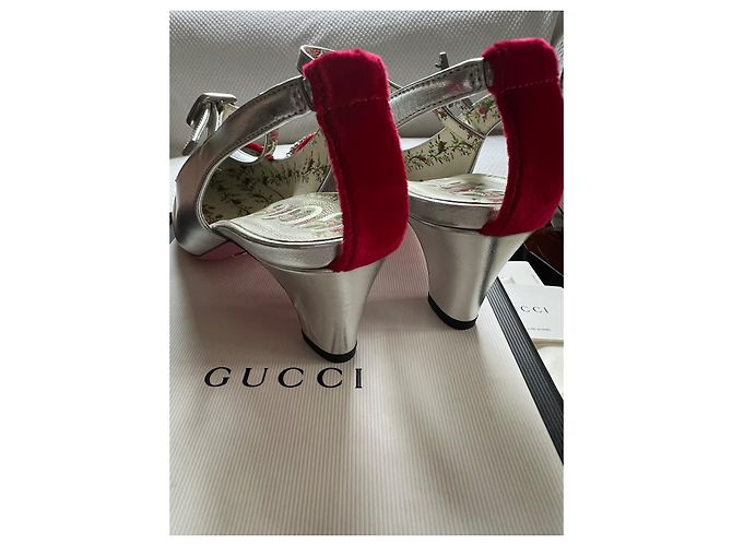Décolleté Gucci in pelle argentata 36 Argento - vista 4
