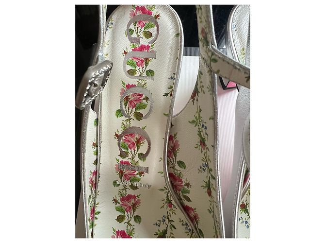 Décolleté Gucci in pelle argentata 36 Argento - vista 5