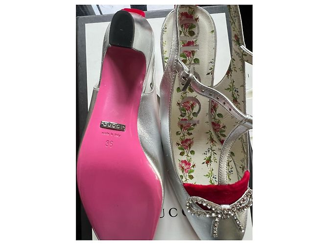 Décolleté Gucci in pelle argentata 36 Argento - vista 8
