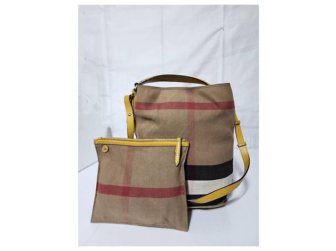 Burberry Borsa hobo media Ashby in tela Mega Check gialla/beige Giallo - vista 4