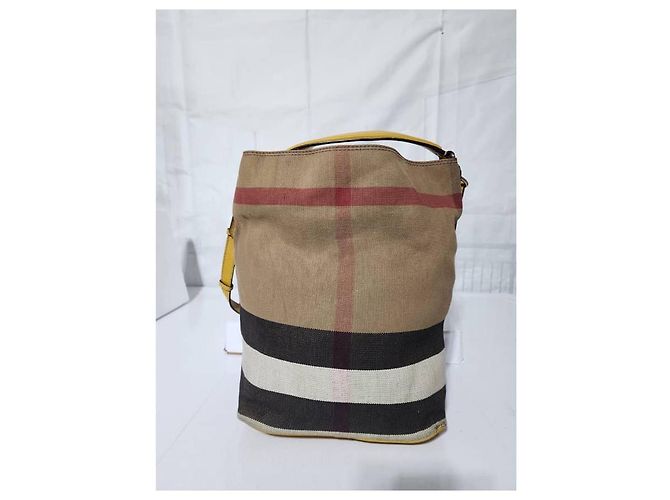 Burberry Borsa hobo media Ashby in tela Mega Check gialla/beige Giallo - vista 6