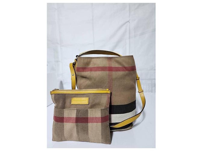 Burberry Borsa hobo media Ashby in tela Mega Check gialla/beige Giallo - vista 7