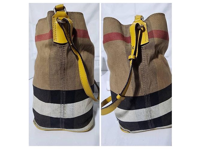 Burberry Borsa hobo media Ashby in tela Mega Check gialla/beige Giallo - vista 9