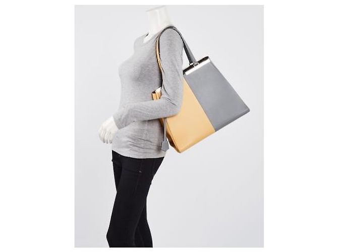 FENDI Vitello Elite Bi Color 3Jours Tote Silber Grau/Gelb - Ansicht 3