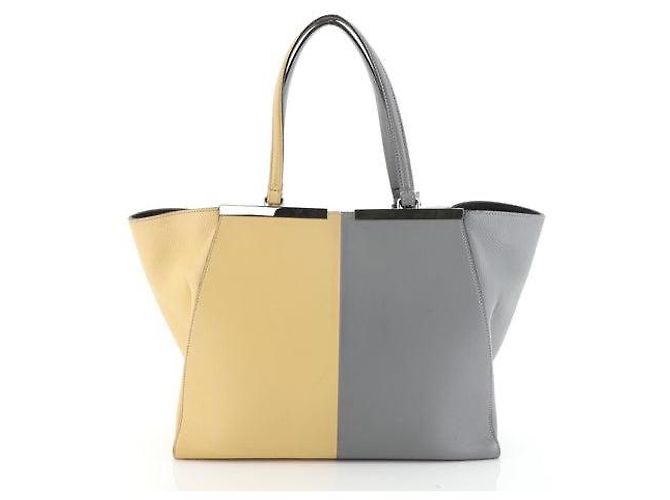 FENDI Vitello Elite Bi Color 3Jours Tote Silber Grau/Gelb - Ansicht 4