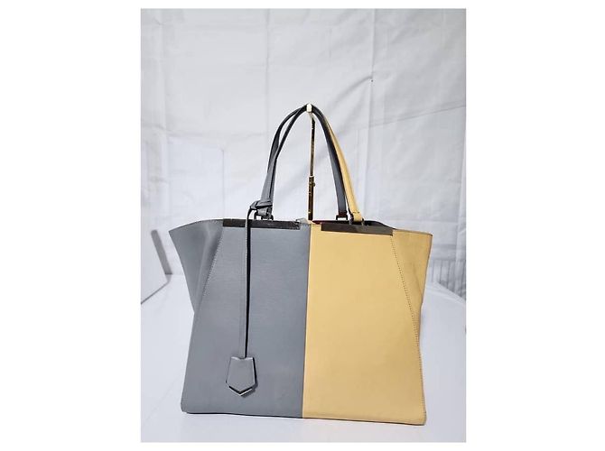 FENDI Vitello Elite Bi Color 3Jours Tote Silber Grau/Gelb - Ansicht 5