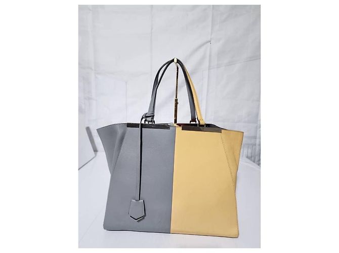 FENDI Vitello Elite Bi Color 3Jours Tote Silber Grau/Gelb - Ansicht 7