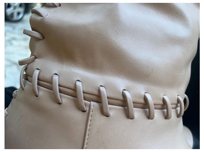 Botas Chanel de piel de cordero beige - vista 10
