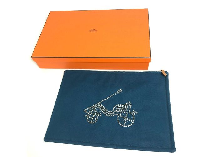 Hermès Pochette piatta Velocipedi con borchie per bicicletta Hermes Blu - vista 13