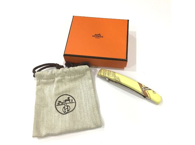 Hermès Haarspange aus gelber Seide von Hermes - Ansicht 7