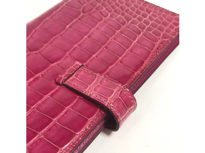Hermès Bearn Soufflet Diamond Bi-Fold Langbörse Fuschia - Ansicht 10