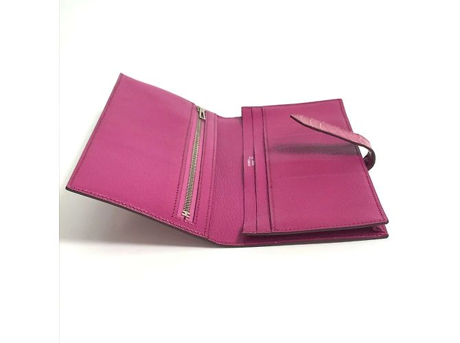Hermès Bearn Soufflet Diamond Bi-Fold Langbörse Fuschia - Ansicht 12