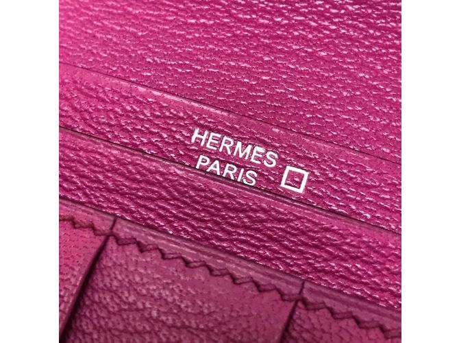 Hermès Bearn Soufflet Diamond Bi-Fold Langbörse Fuschia - Ansicht 15