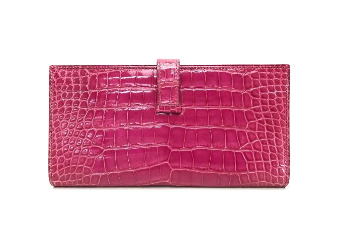 Hermès Bearn Soufflet Diamond Bi-Fold Langbörse Fuschia - Ansicht 2