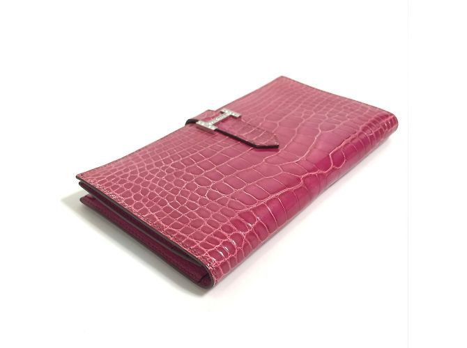 Hermès Bearn Soufflet Diamond Bi-Fold Langbörse Fuschia - Ansicht 3