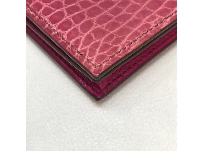Hermès Bearn Soufflet Diamond Bi-Fold Langbörse Fuschia - Ansicht 8