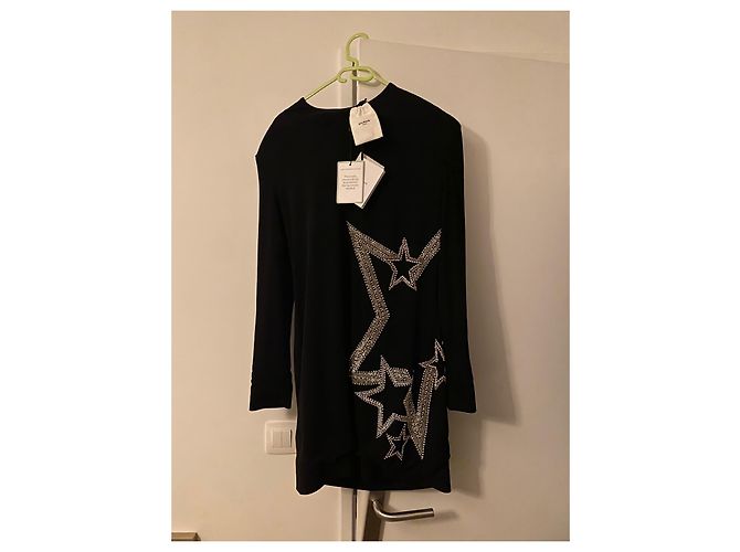 Abito Balmain Body Con nero a maniche lunghe con stelle in cristallo - vista 2