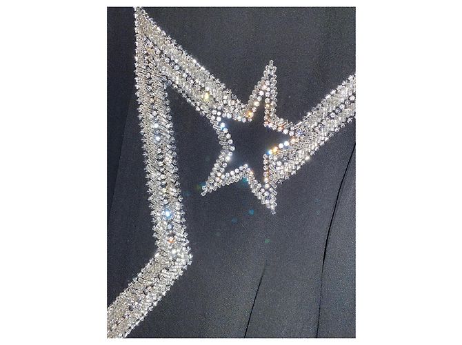 Abito Balmain Body Con nero a maniche lunghe con stelle in cristallo - vista 5