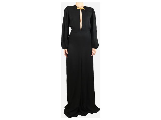 Chloé Schwarzes Maxikleid mit V-Ausschnitt und Schmuck - Größe UK 10 - Ansicht 3