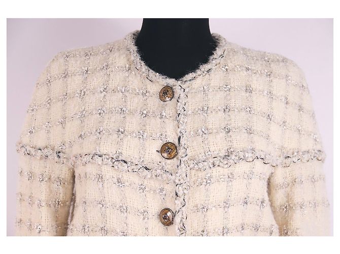 Chanel Chaqueta de tweed con ribete de 9K$ Crudo - vista 3