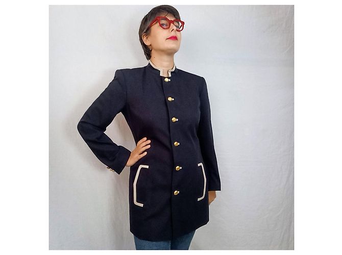 Valentino Garavani Giacca lunga blu navy Oliver di Valentino - vista 5