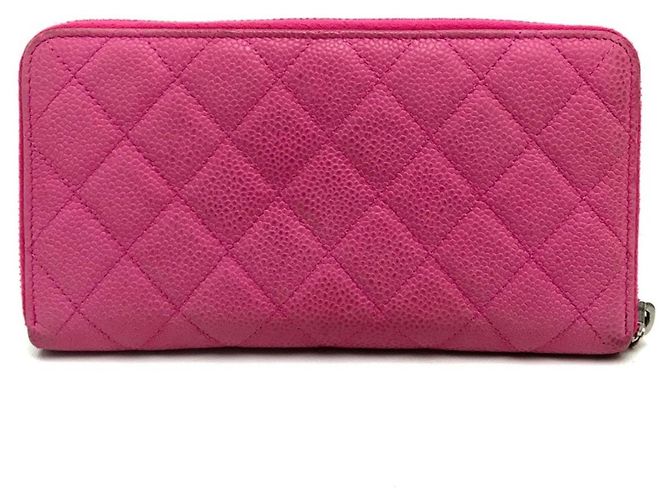 Cartera larga de cuero caviar rosa Chanel - vista 2