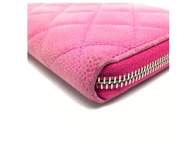 Cartera larga de cuero caviar rosa Chanel - vista 4