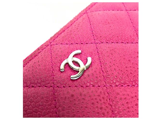 Cartera larga de cuero caviar rosa Chanel - vista 6