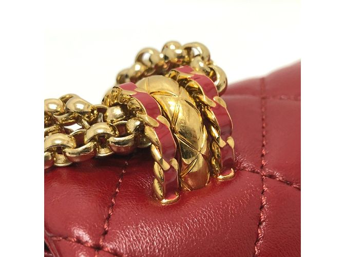 Borsa a spalla Chanel Coco Mark Matelassé 3 catene Rosso - vista 11