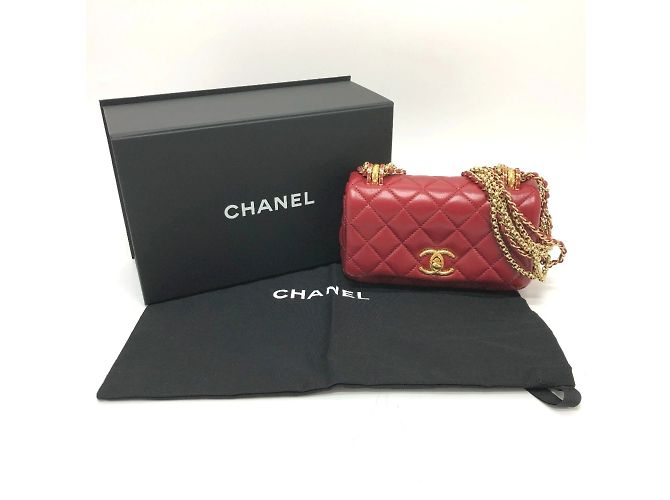 Borsa a spalla Chanel Coco Mark Matelassé 3 catene Rosso - vista 12