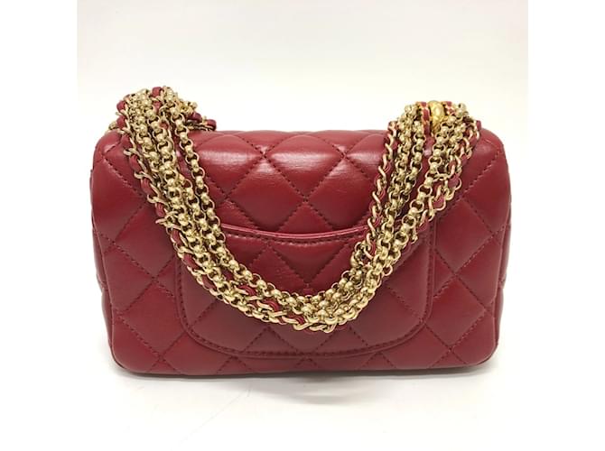 Borsa a spalla Chanel Coco Mark Matelassé 3 catene Rosso - vista 2