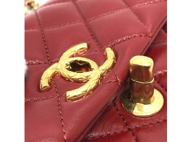 Borsa a spalla Chanel Coco Mark Matelassé 3 catene Rosso - vista 5
