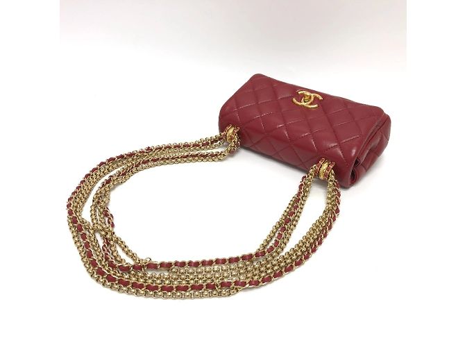 Borsa a spalla Chanel Coco Mark Matelassé 3 catene Rosso - vista 8