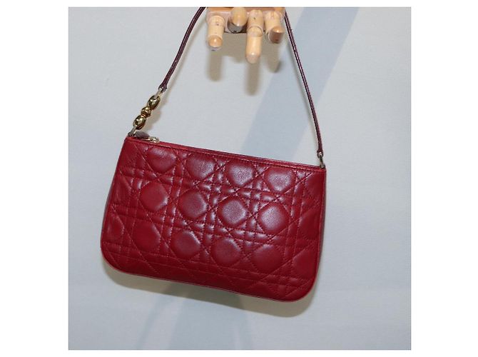 Christian Dior Pochette Accessorio Canage in Pelle Rossa Oro Auth ep5334 Rosso D'oro - vista 24