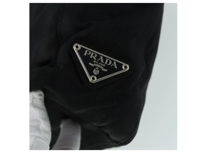 PRADA Borsa a mano in nylon nero argento autentica ep5402 - vista 14