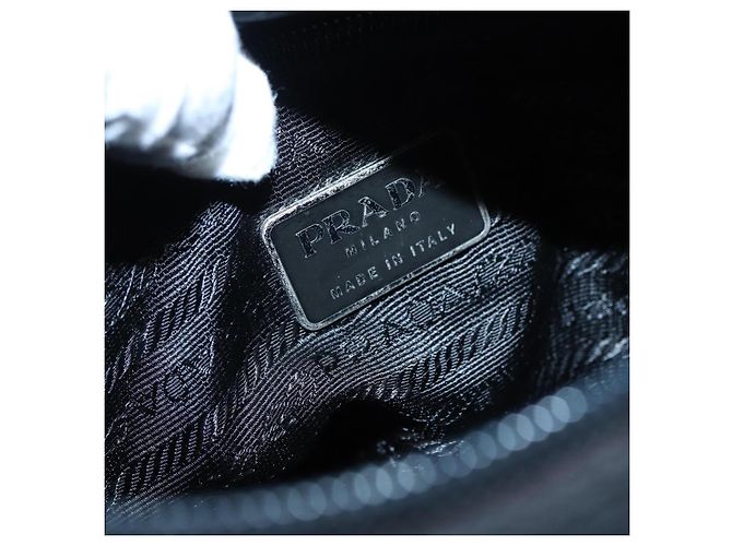 PRADA Borsa a mano in nylon nero argento autentica ep5402 - vista 16