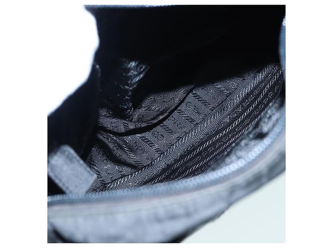 PRADA Borsa a mano in nylon nero argento autentica ep5402 - vista 17