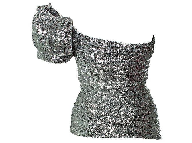 Isabel Marant, glitzerndes Top mit einem Schulterträger Silber - Ansicht 3