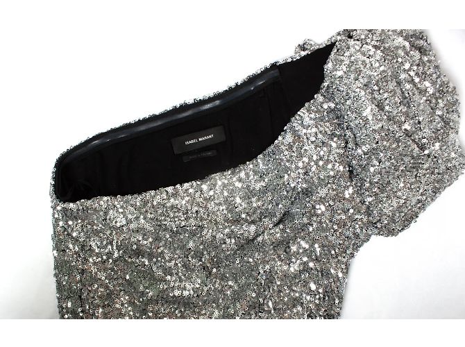 Isabel Marant, glitzerndes Top mit einem Schulterträger Silber - Ansicht 5