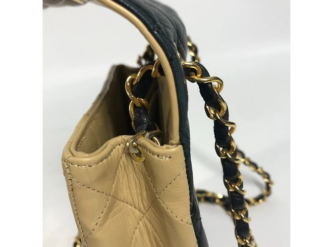 Chanel Bicolor CC Coco Mark Matelassé Quilted Kette Tasche Schwarz Beige - Ansicht 11