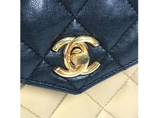 Chanel Bicolor CC Coco Mark Matelassé Quilted Kette Tasche Schwarz Beige - Ansicht 5