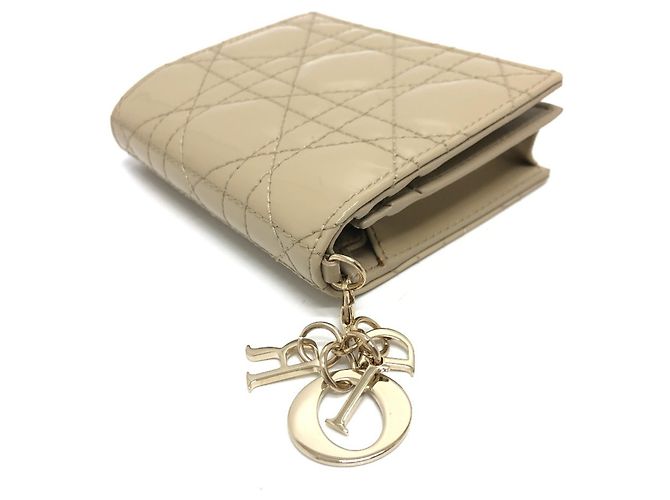 Cartera bi-fold Lady Cannage de Christian Dior Beige - vista 9