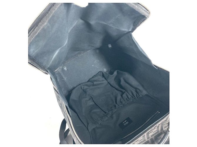 Zaino Fendi Zucca nero e marrone in pelle e tela - vista 13