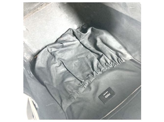 Zaino Fendi Zucca nero e marrone in pelle e tela - vista 14